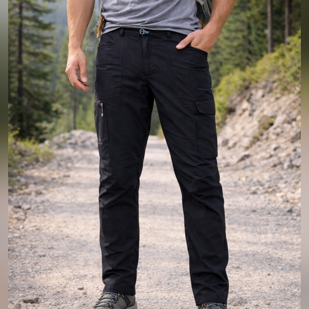 Woods Turner Cargo Pants Men's Size 36 Black Athletic Stretch Hiking Outdoor